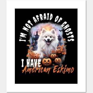 American Eskimo Dog Ghost Guardian Vintage Halloween Funny Posters and Art